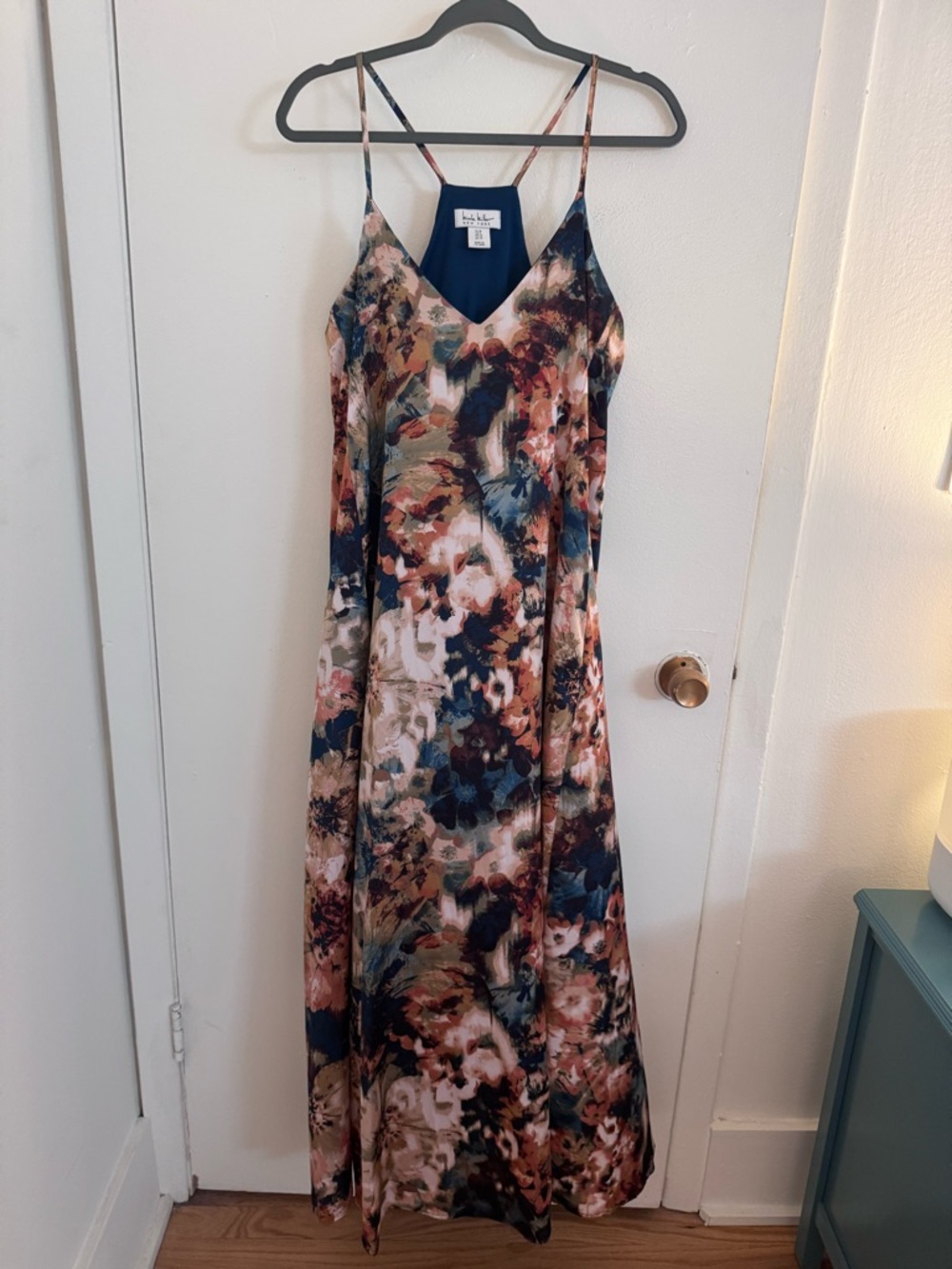 Floral Slip Maxi Dress - Navy, Blush & Cream